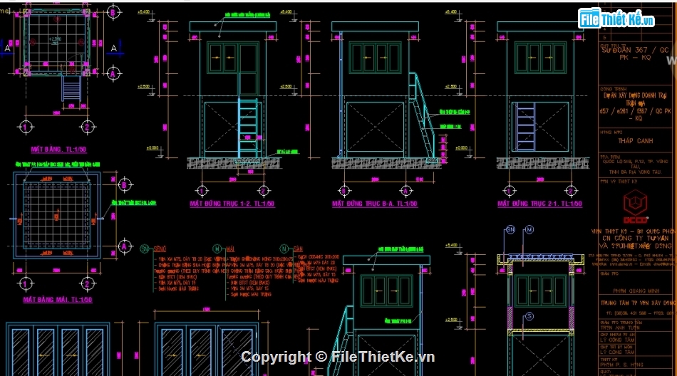 Bản vẽ tháp canh,File cad tháp canh,tháp canh doanh trại,Tháp canh File cad